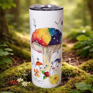 Rainbow Mushroom Tumbler 20oz Stainless Steel | Cottagecore Fairycore Woodland